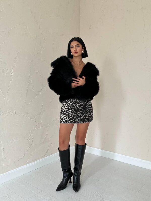 Kısa Ceket Kürk Siyah